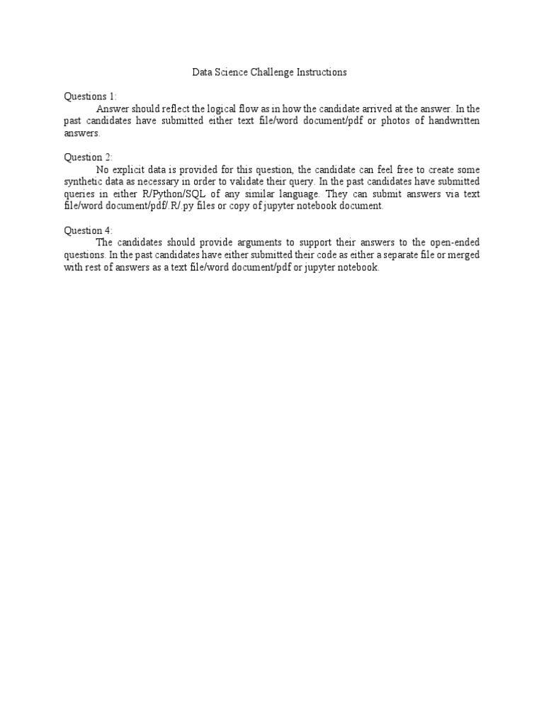 Data Science Challenge Guidelines | PDF