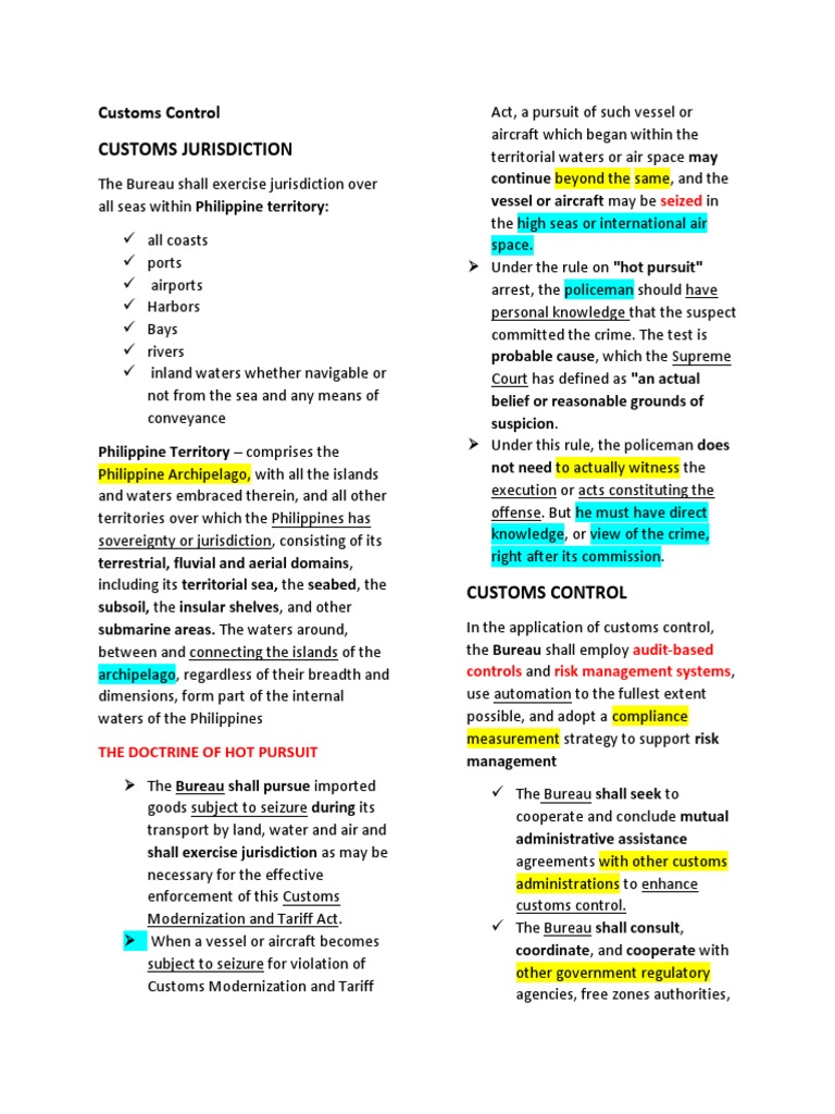 Customs Control and Jurisdiction Overview | PDF | Customs | Fine (Penalty)