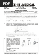 (Multiple Choice Questions) : Iit - Jee TW TEST (3 Yrs.) MARKS:360 Time: 3 Hrs. Topic: Full Mechanics DATE:30/9/18