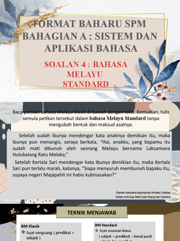 Format Bahasa Melayu Standard SPM | PDF