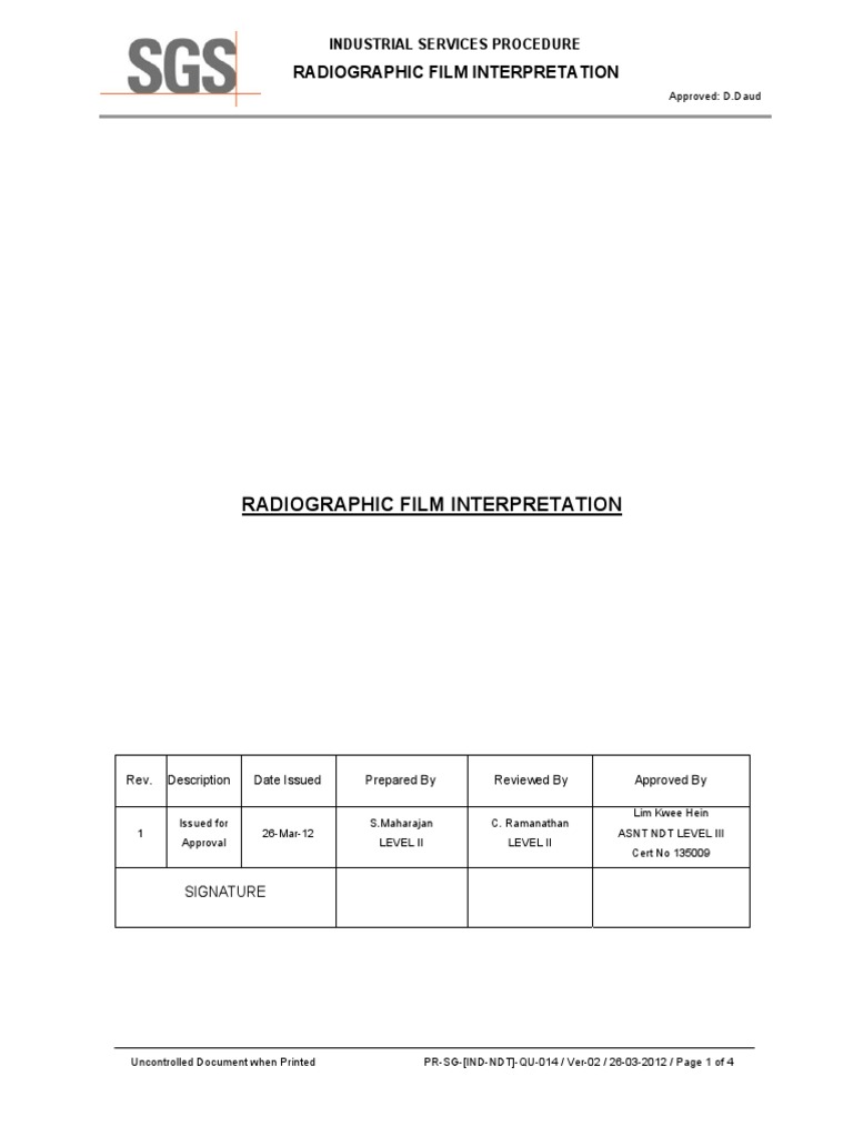 Radiographic Film Interpretation Procedure | PDF | Radiography | Welding