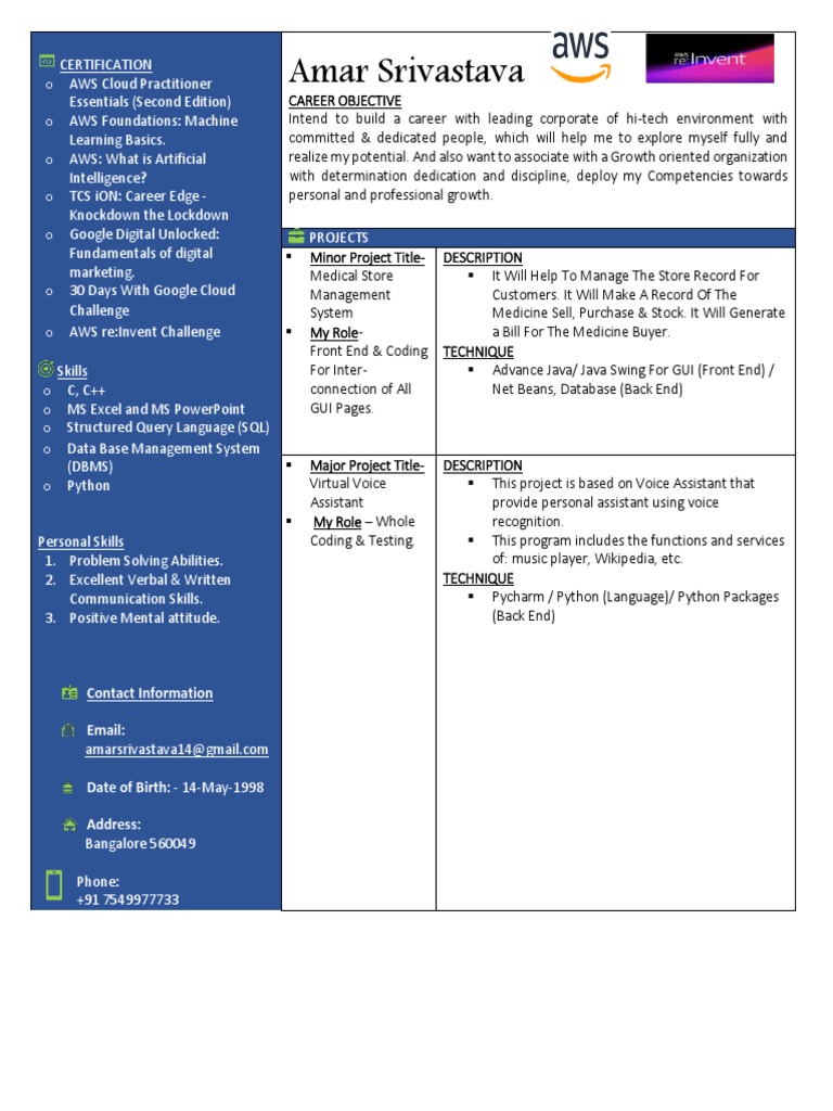 Amar Srivastava Updated Resume | PDF | Databases | Sql