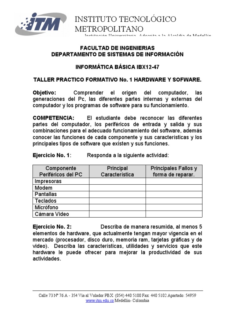 Taller Práctico de Hardware y Software | PDF