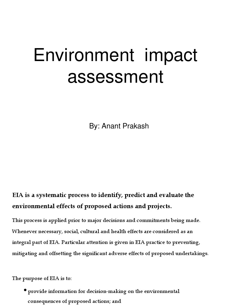 Environment Impact Assessment By Anant Prakash PDF Environmental