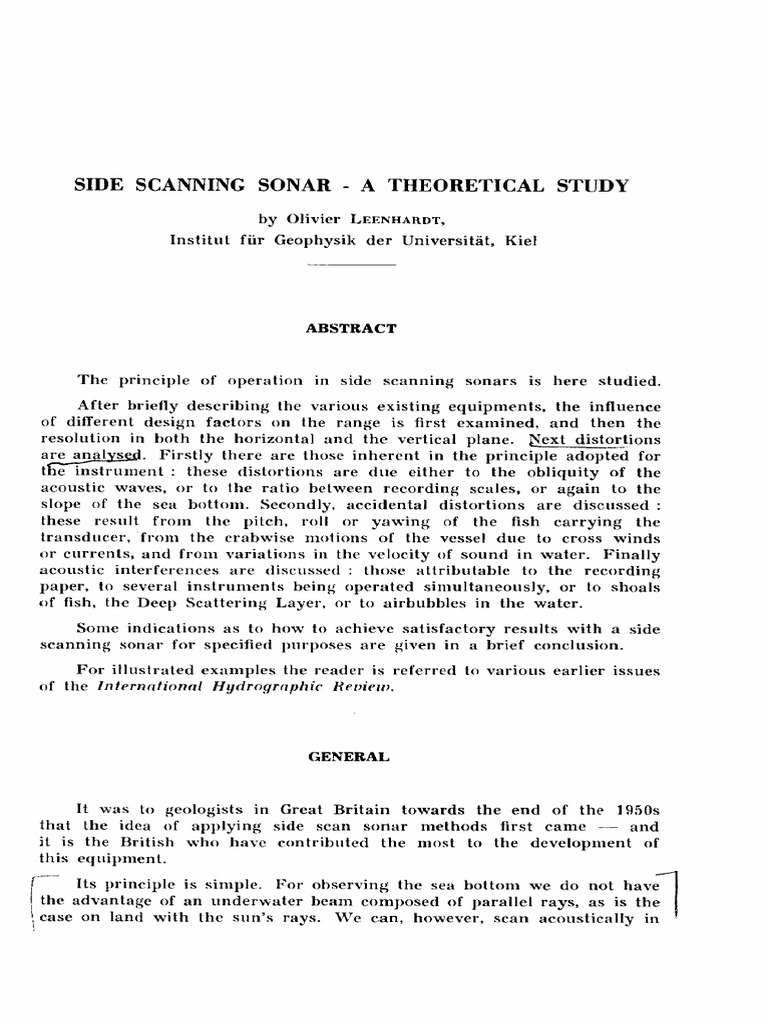 Side Scan Sonar A Theoretical Study | PDF | Sonar | Acoustics