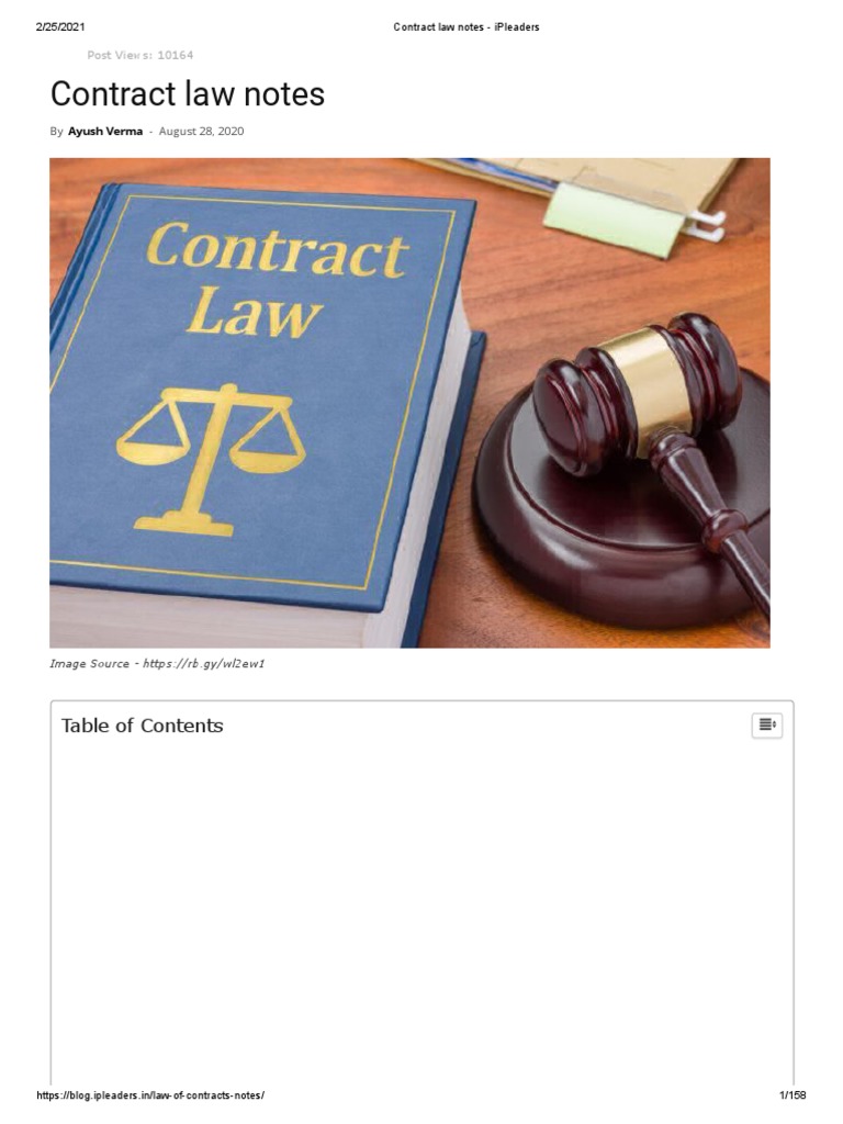 Contract Law Notes - Ipleaders | PDF | Offer And Acceptance | Damages