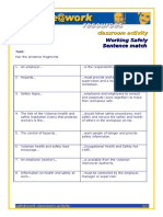 Classroom Activity Working Safely Sentence Match