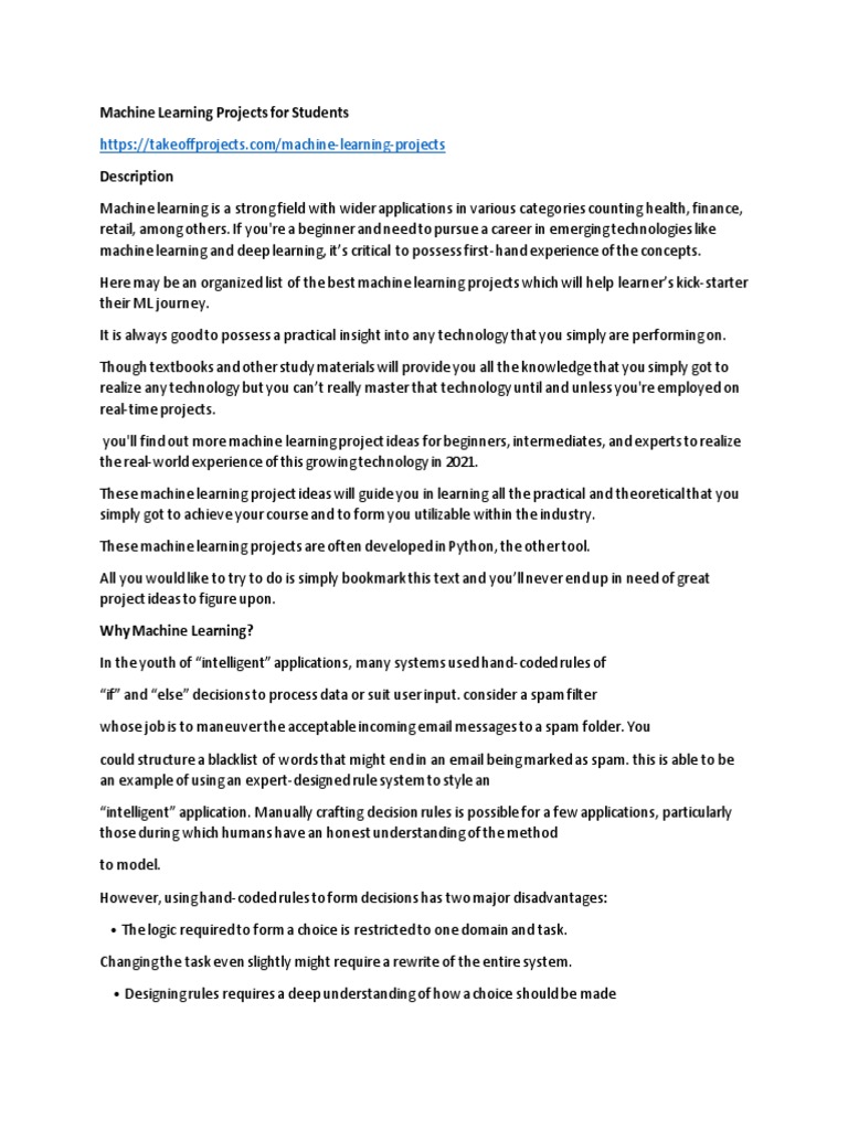 Machine Learning Project PDF | PDF | Machine Learning | Learning