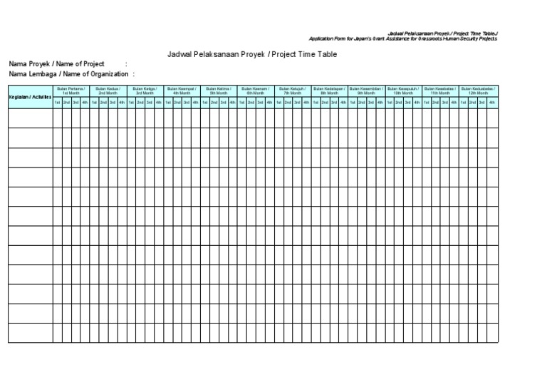 Jadwal Pelaksanaan Proyek / Project Time Table | PDF | Career & Growth