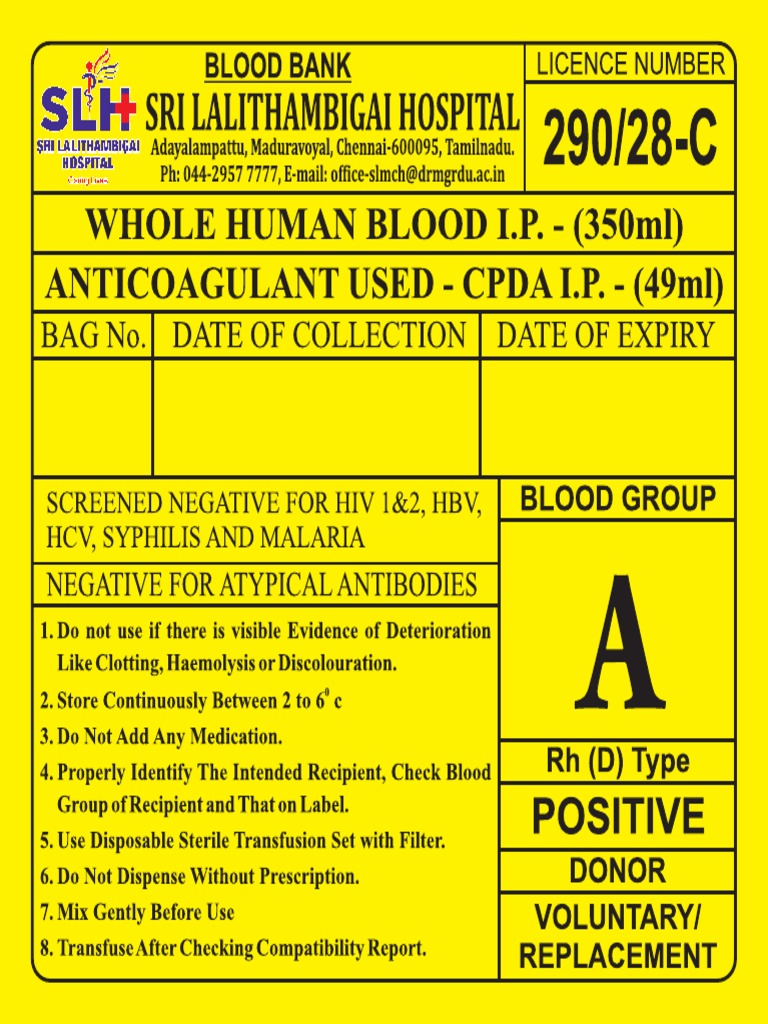 Whole Blood Blood Group B O Some 2020 Sri Lalithambigai Whole Human