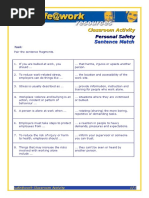 Classroom Activity Personal Safety Sentence Match