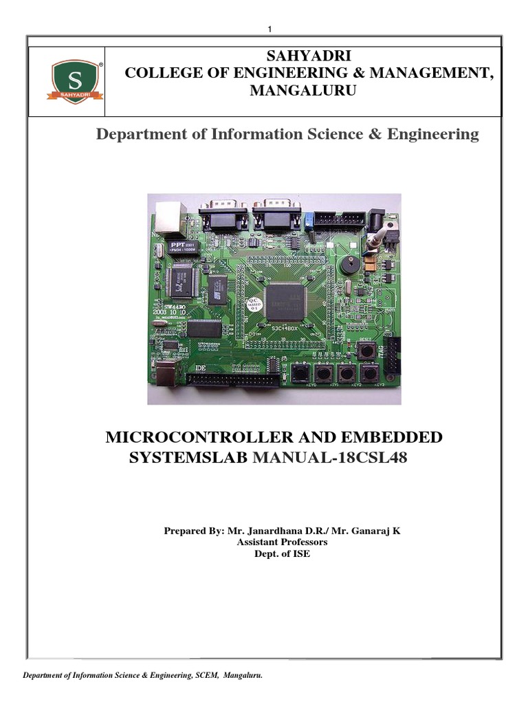 Microcontroller Lab Manual SCEM 11 PDF Laboratories Innovation