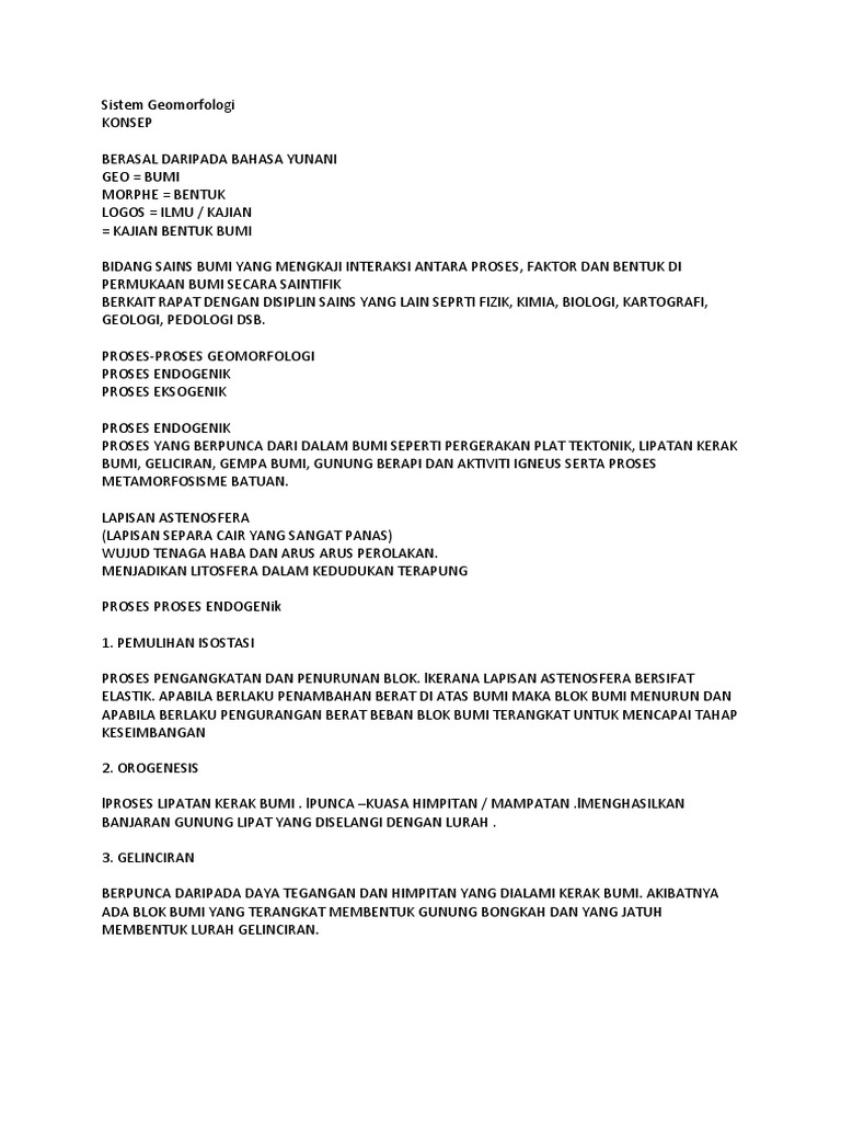 Sistem Geomorfologi Pdf