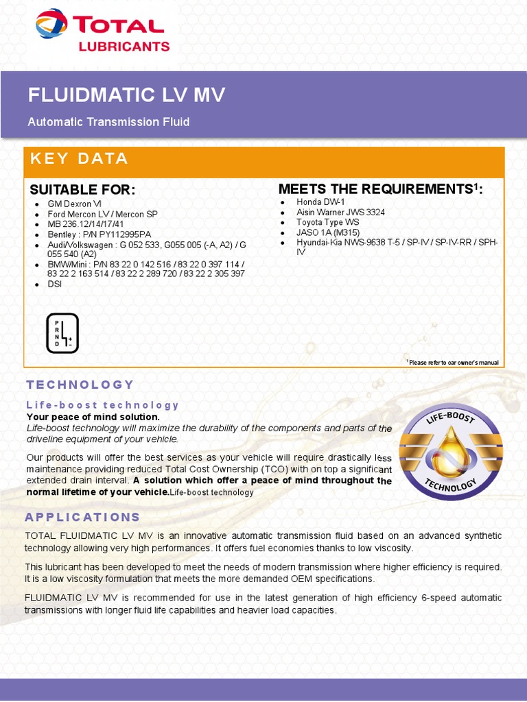 Fluidmatic LV MV: Key Data | PDF | Mechanical Engineering | Liquids