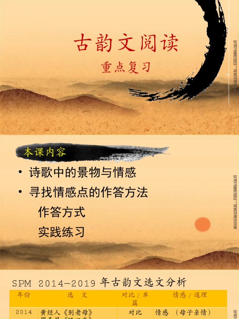 古韵文理解重点复习 | PDF