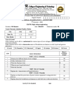 Register Number:: Course Outcomes, Question Number, Marks: Cos Co1 Co2 Ques. No. Max. Marks Cos & K-Level