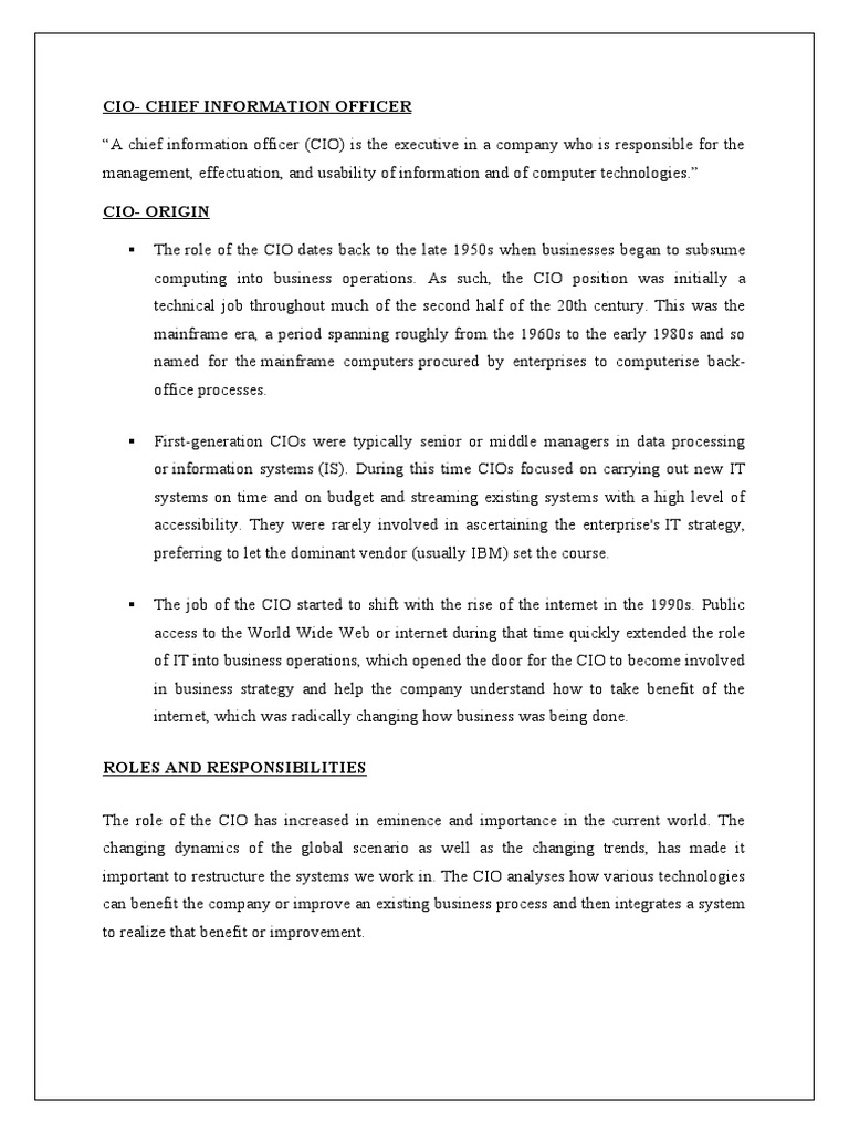 Understanding the CIO Role and Responsibilities | PDF | Chief ...