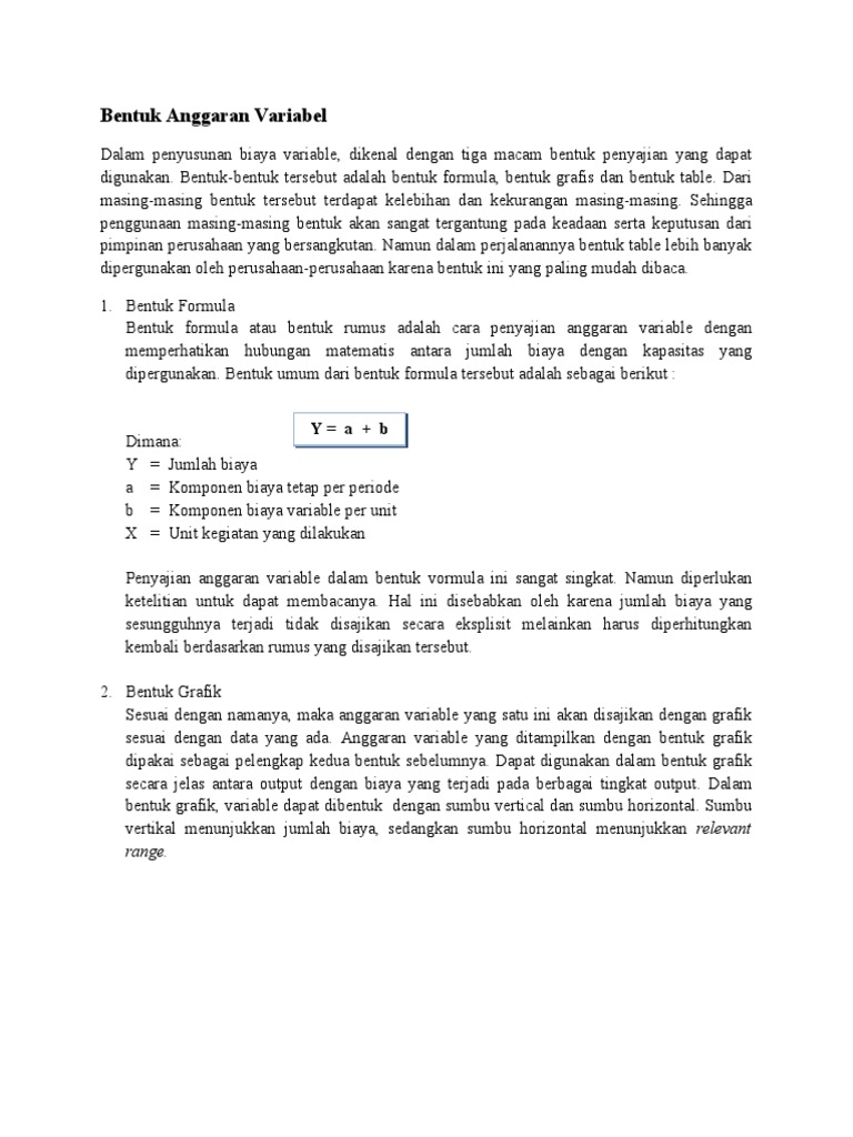 Bentuk Penyajian Anggaran Variabel | PDF