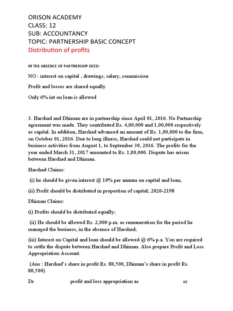 Chapter 2 Distrubution Of Profits Pdf Partnership Interest