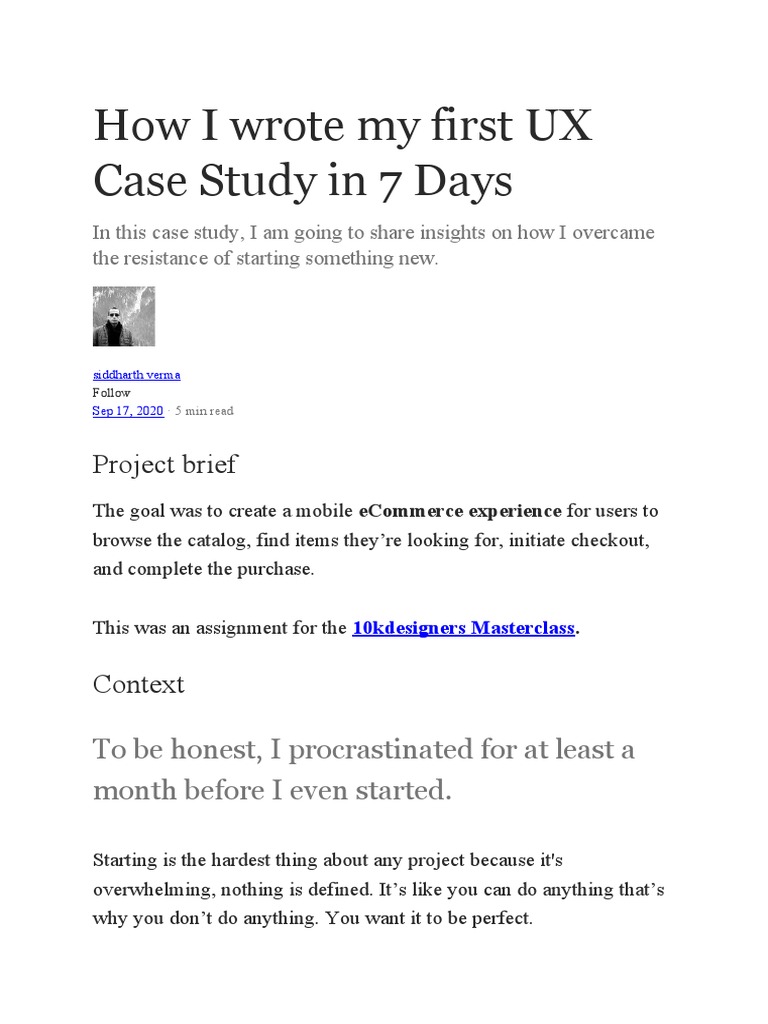 How I Wrote My First UX Case Study in 7 Days | PDF | Computing