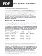 Processor AMD Vs Intel 2020