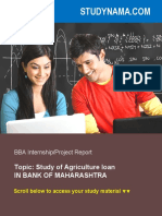Study of Agriculture Loan in Bank of Maharashtra - BBA Finance Summer Training Project Report