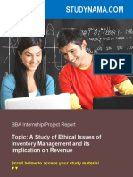 Ethical Issues of Inventory Management & Impact On Revenue - BBA Finance Summer Training Proje..