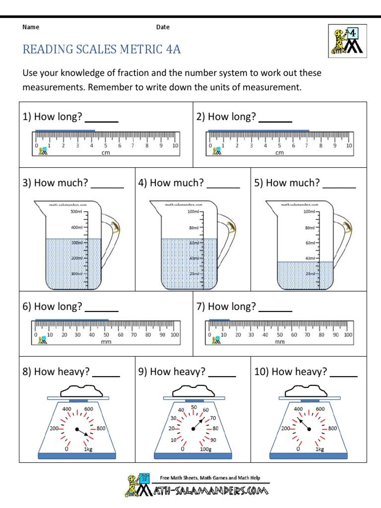 Reading Scales Practice Worksheet | PDF