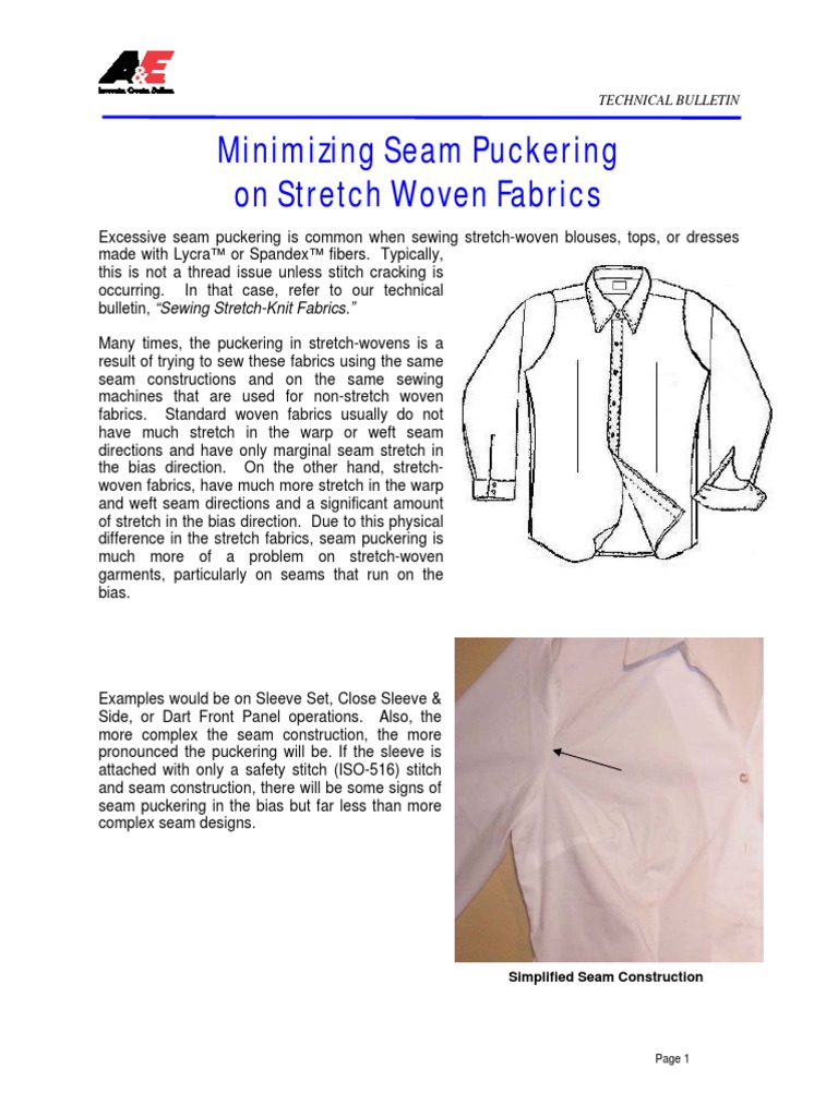 Minimizing Seam Puckering On Stretch Woven Fabrics Technical Bulletin