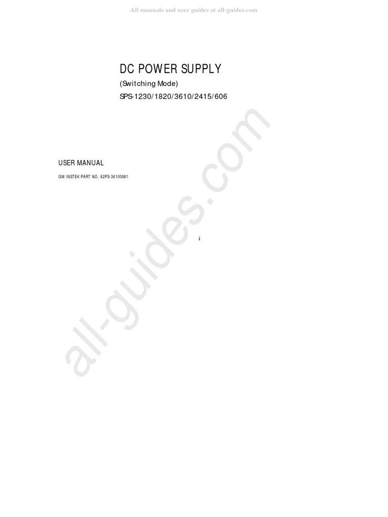 User Manual Sps Series Pdf Power Supply Fuse Electrical