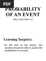 Probability of An Event: WK11-LAS2-SAP-II-11