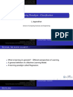 Learning Paradigm - Classification: L Jeganathan