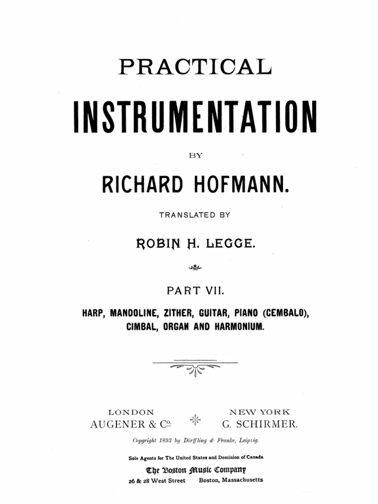 Hofmann Richard Praktische Instrumentationslehre 7 Harp Mandoline