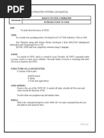 Operating System Lab Manual: Basics of Unix Commands Introduction To Unix Aim