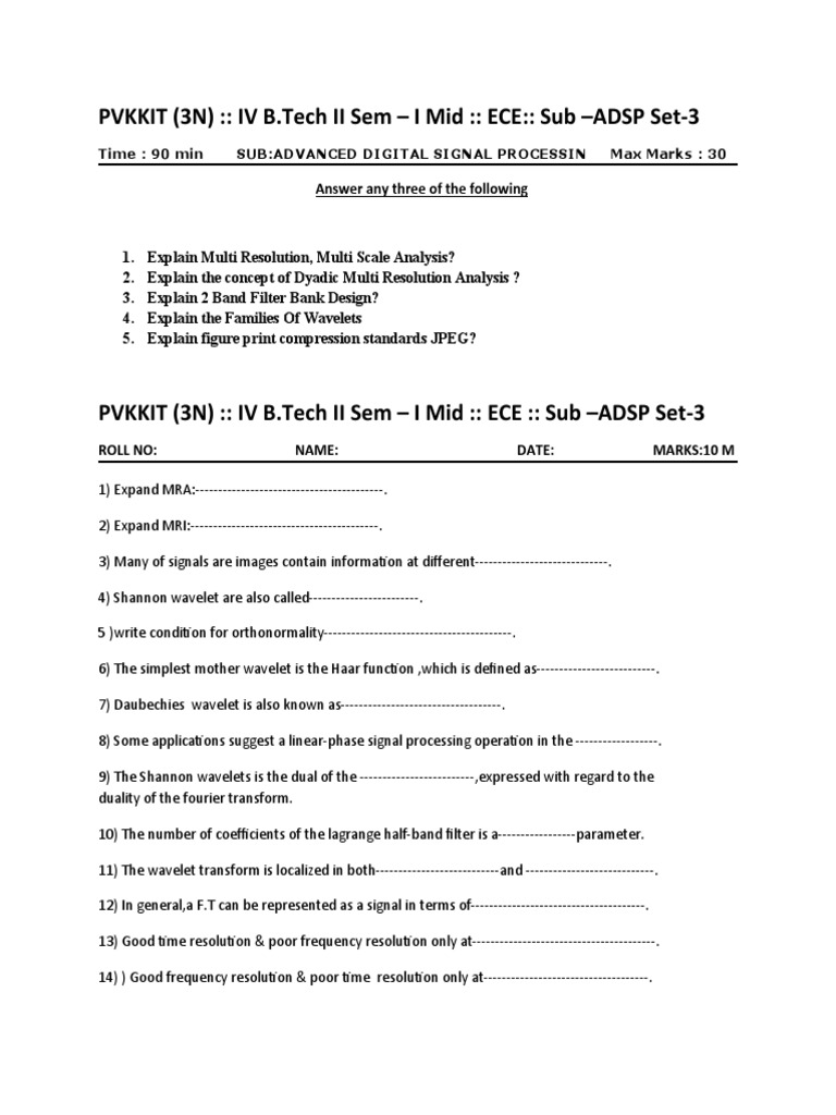 Advanced Digital Signal Processing Mid Exam | PDF