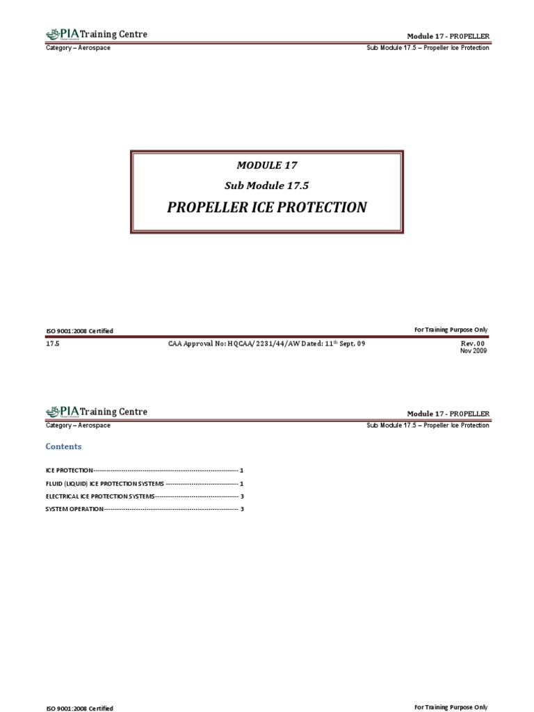 Module 17 (Propeller) Sub Module17.5 (Propeller Ice Protection) PDF Ice Mechanical Engineering