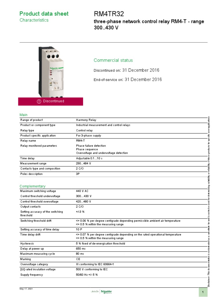 Zelio Control Relays - RM4TR32 | PDF | Relay | Electric Power