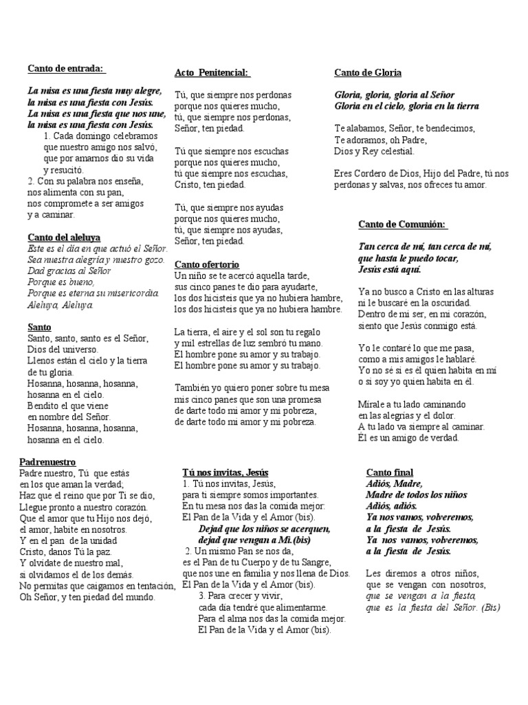 Cantos Comunión | PDF | Misa (liturgia) | eucaristía