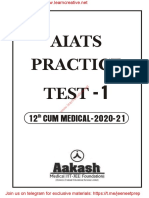 AIATS TEST-1 12 Practice Neetquestionpaper2020 Unlocked