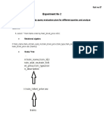 Experiment No 2: Aim-Experiment To Study Query Evaluation Plan For Different Queries and Analyze It. Queries