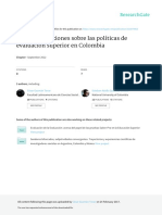 Algunas Reflexiones Sobre Las Políticas de Evaluación Superior en Colombia