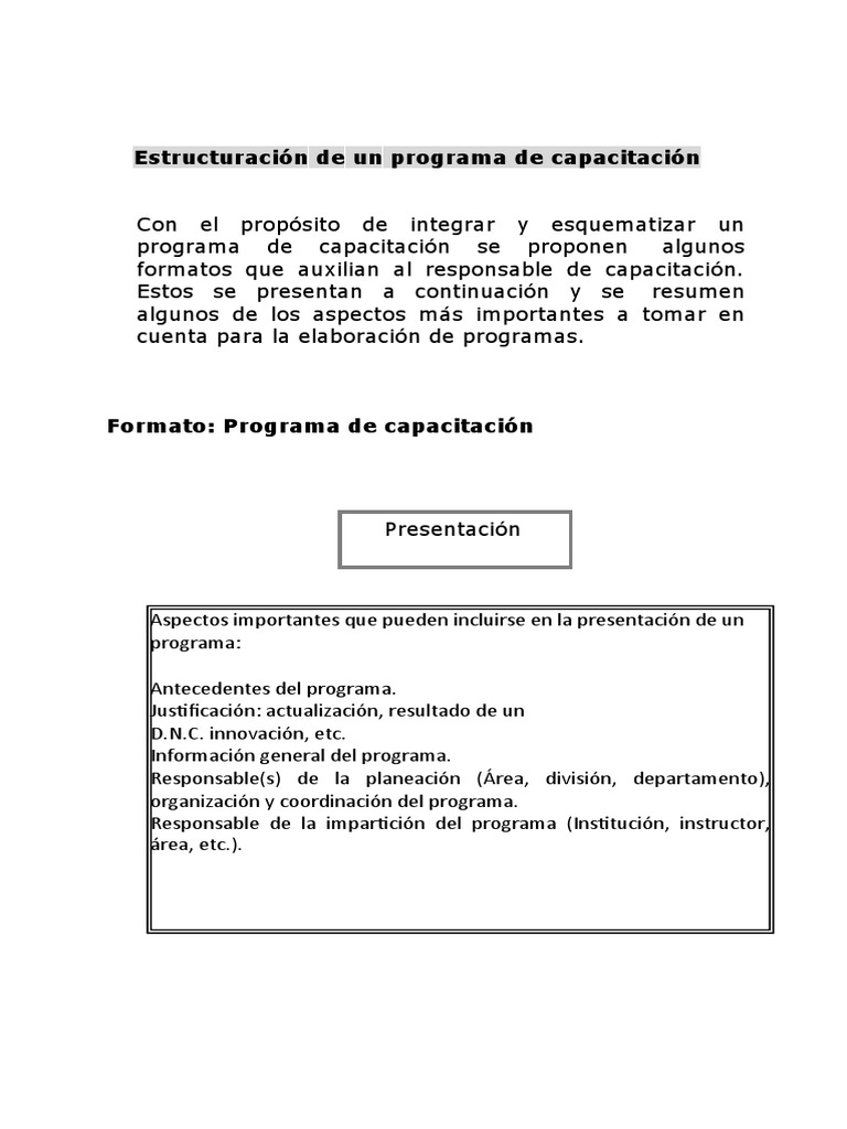 Guía para Estructurar Programas de Capacitación | PDF | Planificación ...