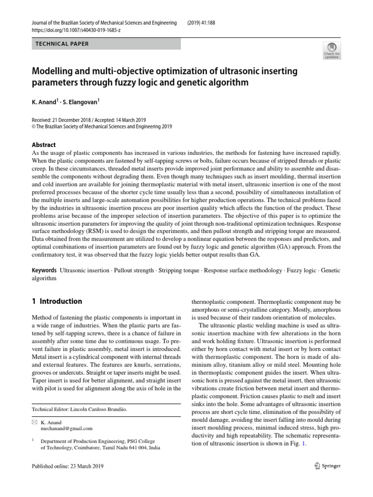 Modelling and Multi Objective Optimization of Ultrasonic Inserting ...