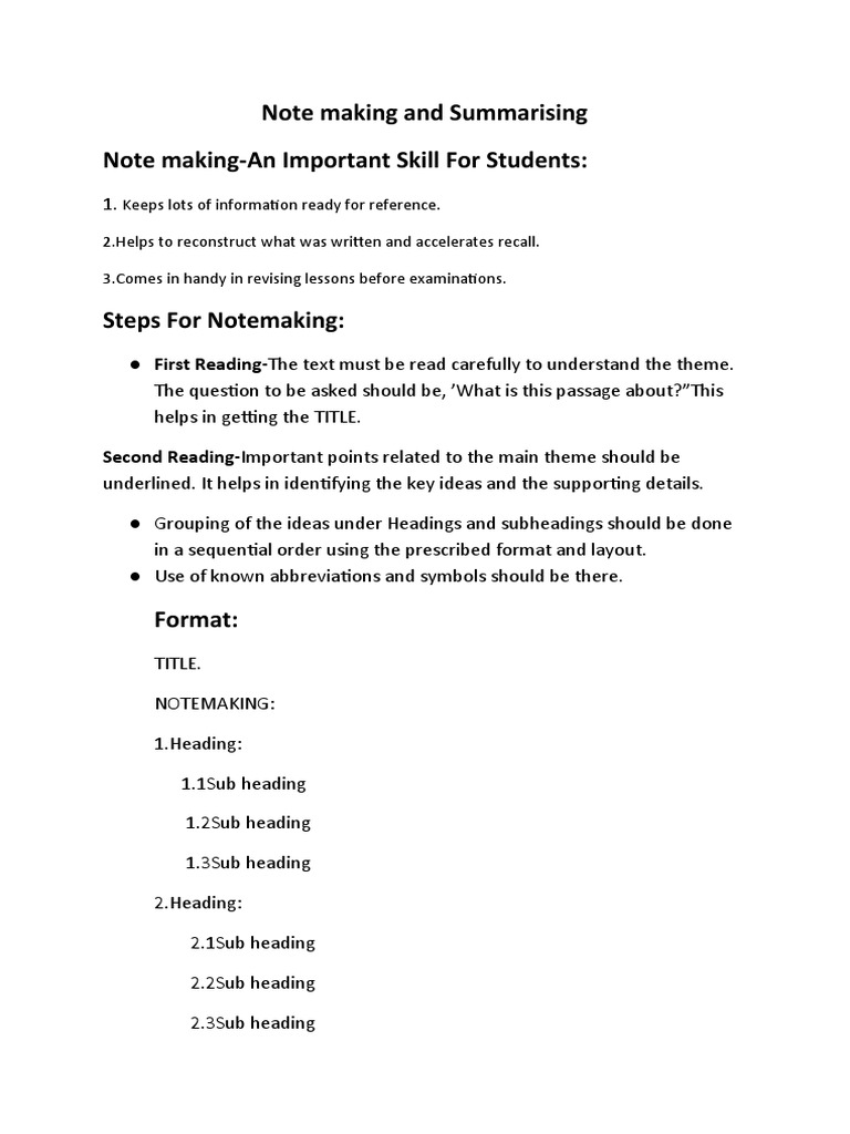 Note Making: Steps and Format Guide | PDF | Cognitive Science | Cognition