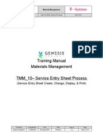 Training Manual Materials Management TMM - 10 - Service Entry Sheet Process