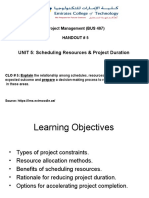 UNIT 5: Scheduling Resources & Project Duration: Project Management (BUS 407) Handout # 5