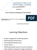 Unit 7: Performance Management and Evaluation: Project Management (BUS 407) Handout #7