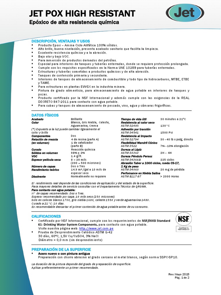 Jet Pox High Resistant | PDF | Epoxy | Agua