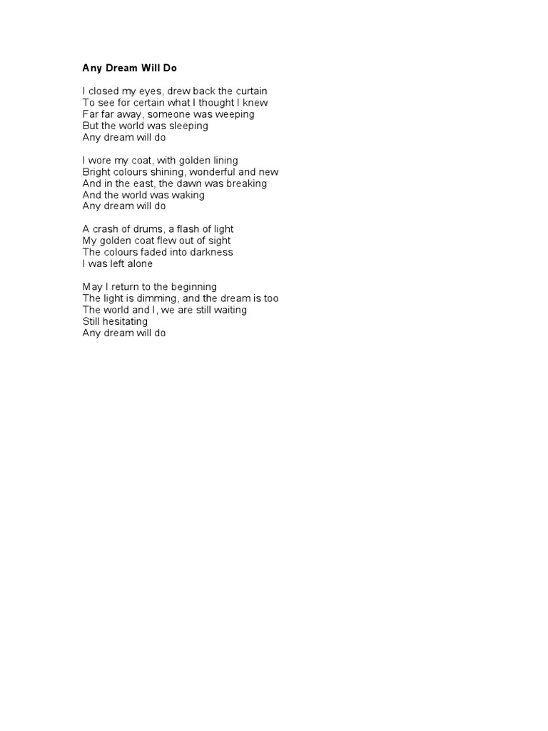 Any Dream Will Do | PDF