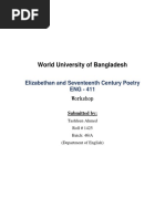 World University of Bangladesh: Elizabethan and Seventeenth Century Poetry ENG - 411